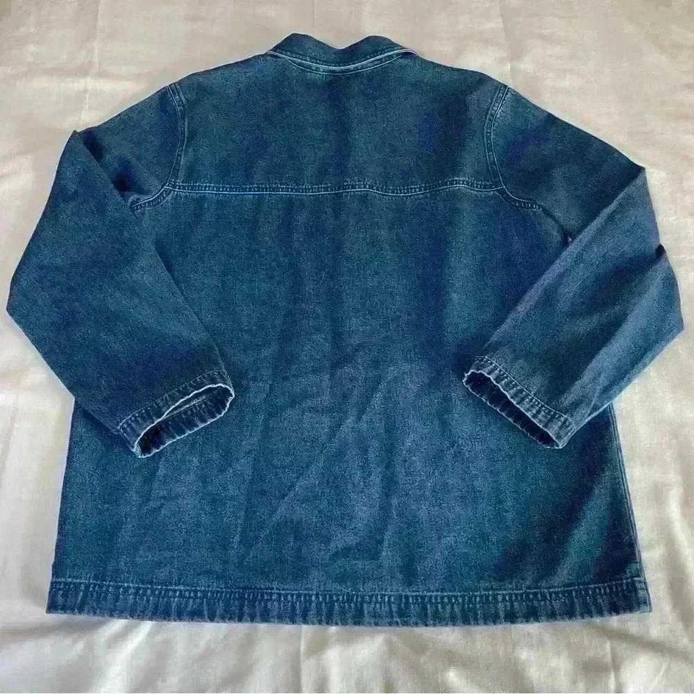 Classic Elements Denim Shirt Shacket Christmas Embroidered Size Medium Holiday - Picture 8 of 8